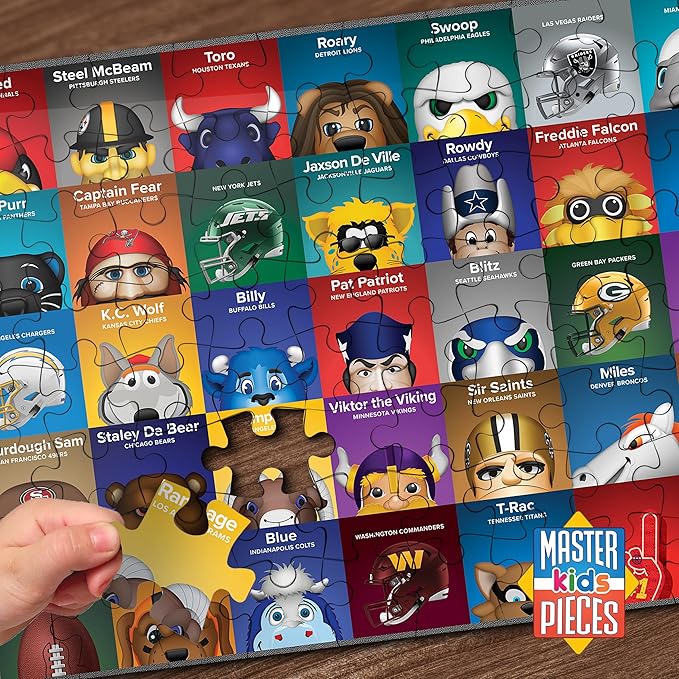 NFL Mascots 100-Piece Puzzle for Kids - Officially Licensed NFL Product - 14"x19"