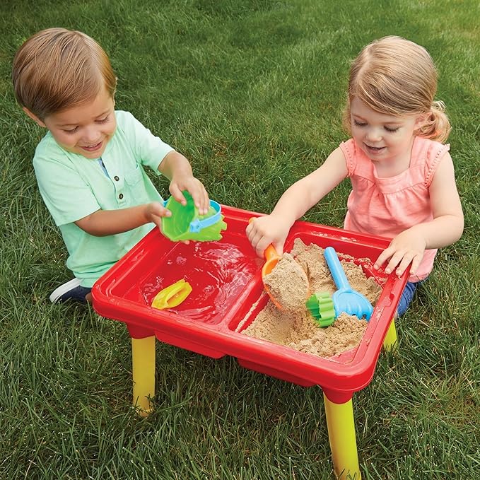 Toddler Sensory Kids Table with Lid | Sensory Bin | Kidoozie | Mega Block Compatible Lid | Indoor Outdoor Use , Red, G02521 17 x 12.5 x 11 inches