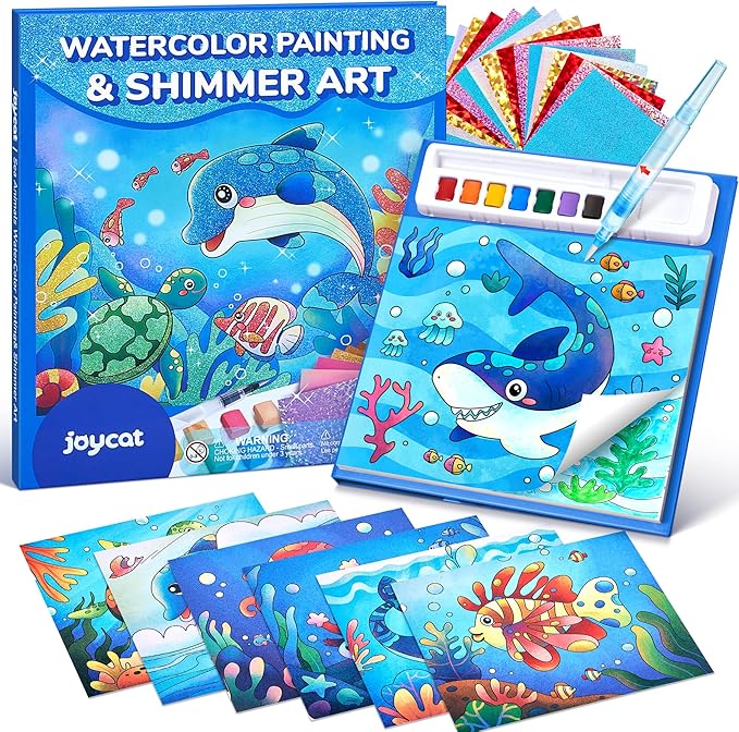JoyCat Paint with Water Coloring Books, Art & Craft Activity, No Mess Art for Kids Ages 4-8, Craft Kits & Supplies, DIY Creative Activity, Gifts for Girls & Boys (Sea Animals)