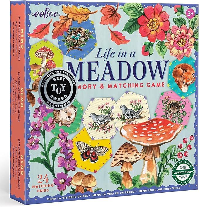 eeBoo: Memory and Matching Game - Life in a Meadow - 24 Pairs, Develops Recognition, Concentration, Memory & Vocabulary Skills, Age 3+