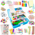 SMILESSKIDDO Arts Craft Supplies for Kids - 1000+ PCS Toddler DIY Craft Art Supply Set, Portable 3 Layered Folding Storage Box School Craft Projects - Gifts for Girls Ages 4-8, 8-12, Blue