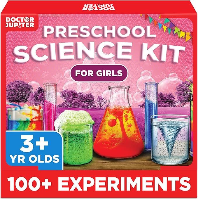 Doctor Jupiter Preschool Science Kit for Kids Ages 3-5 | Toddler Learning Activities, Birthday Gift Ideas for 3-4-5 Year Old Girls | Learning & Educational Toy STEM Kit with 100+ Experiments