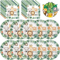 40 Pcs Jungle Animals Party Decorations - Safari Animal Plates and Napkins, Wild Animals Paper Plates Napkins Disposable Tableware Set for Baby Shower Zoo Birthday Party Supplies Favors, Serves 20