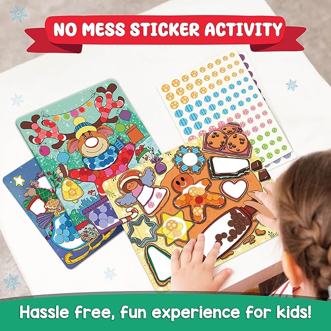 Christmas Special - Dot Stickers for Toddlers, Holiday Theme Dot Art Activity for Kids, DIY Craft Kit, Stocking Stuffers, Christmas Gift for Boys & Girls Ages 3, 4, 5, 6, 7 Year Old