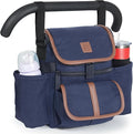 Baby Stroller Organizer Caddy with 2 Cup Holders — NT·hut CarryZee Universal Stroller Bag, Bottle Straps, Magnetic & Zippered Pockets, Fits 11" Tablet, Water Resistant 600D Oxford (Blue)