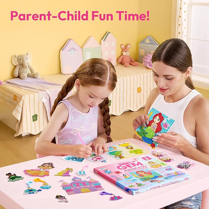 Klever Kits 16 Projects Gem Princess for Kids, Make Your Own Diamond Gem Painting Kit, Arts and Crafts for Girls Ages 6-12, Gem Craft Activities Kits, Premium Art Gift Ideas for Girls Ages 6, 7, 8+