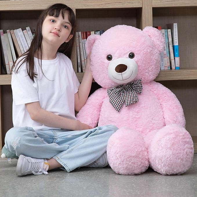 MorisMos Big Pink Teddy Bear, 39 Inch Giant Teddy Bear Stuffed Animals Plush, Soft Large Bears for Girls Girlfriend Birthday Gifts Soft Plush on Baby Shower
