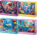 4 Pack 100 Piece Puzzles for Kids Ages 4-8, Large Piece Kids Puzzles Ages 4-6 6-8 8-10, Ocean Theme Jigsaw Puzzle Toys, Educational Family Puzzles Gifts for Boys and Girls
