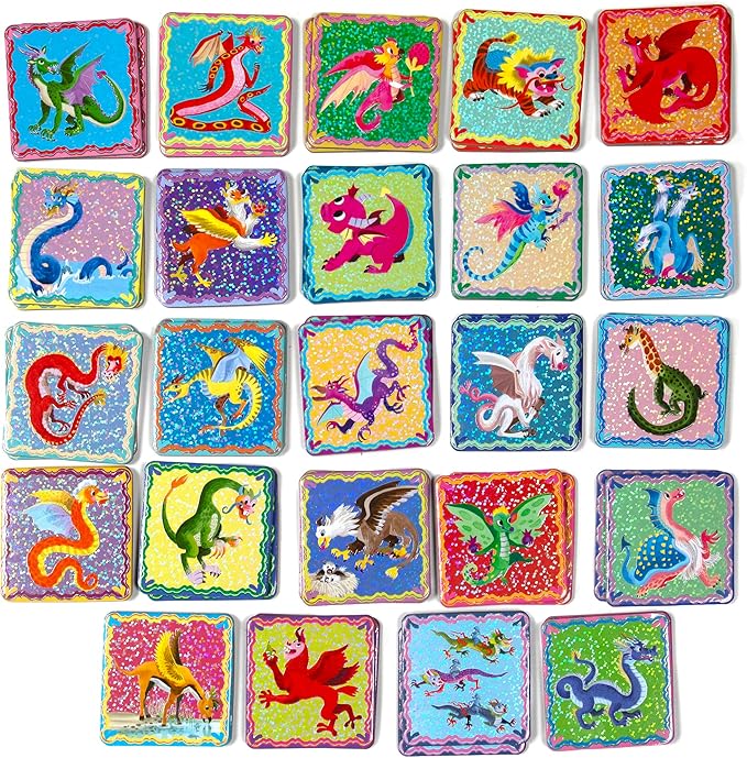 eeBoo: Memory and Matching Game - Shiny Dragons - 24 Pairs, Develops Recognition, Concentration, Memory & Vocabulary Skills, Age 3+