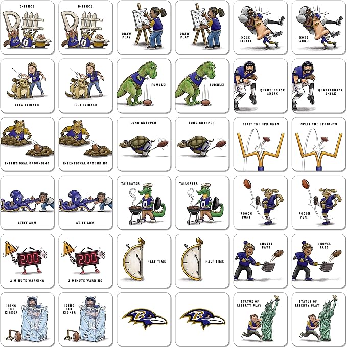 YouTheFan NFL Officially-Licensed Memory Match Game - Humorous, Team-Specific, Original Hand-Drawn Artwork, Fun for The Whole Family, for Fans Young and Old