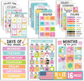 Hadley Designs 16 Educational Posters for Toddler Learning Activities - Alphabet Daycare Essentials, Laminated Pre-K Posters for Toddlers 1-3, Preschool Learning Activities, Pastel Classroom Decor