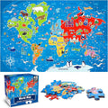 Jumbo Floor Puzzle for Kids,World Map Jigsaw Geography Puzzles,48 Piece Globe Atlas Puzzle with Continents,United States Puzzle for Ages 3-5,Preschool Learning Toys Easter Gift for 4-8 Years Old