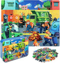 LELEMON Ocean Puzzles for Kids Ages 4-6,Recycling Garbage Truck 60 Piece Puzzles for Kids Ages 4-8,Children Jigsaw Puzzles in a Metal Box,Educational Learning Puzzle Toys for Girls and Boys