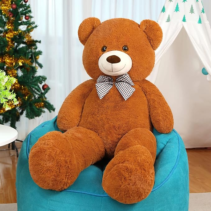 Toys Studio 47 Inch Big Teddy Bear Giant Teddy Bear Stuffed Animal 4ft Dark Brown Plush Toy for Baby Shower Party Decorations Kids Christmas Valentine's Day Gifts