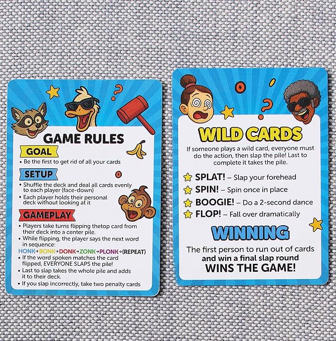 Honk Bonk Donk Reflex Card Game, Fast-Paced Party Game, Ages 7+, 2-8 Players, 10-15 Minute Play Time