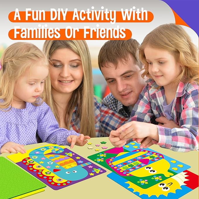SpriteGru Foam Sticker Art Activity, 20 Marine Animals with 1660 Foam Stickers in 10 Colors Fun with DIY Activity Craft Kits Travel Game for Kids, Boys & Girls