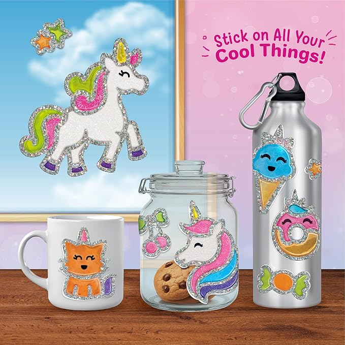 Imagimake DIY Jelly Stickers - Unicorn | 25+ Sticker Templates, Glass Paint | Art Kit for Kids Ages 3-7 | Craft Kits for Toddlers | Kids Activities | Unicorn Gifts for Girls Age 3,4,5,6,7 Years Old