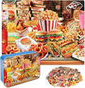 LELEMON Puzzles for Kids Ages 4-6,Hamburger Foods 100 Piece Puzzles for Kids Ages 4-8 in a Metal Box, Educational Jigsaw Puzzles 100 Piece Puzzle Games Puzzle Toys for Girls and Boys
