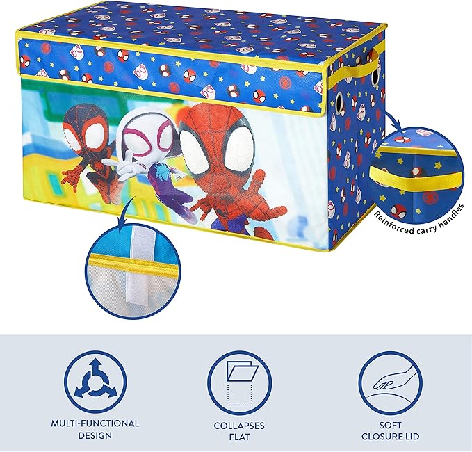 Marvel Spidey and His Amazing Friends Collapsible Toy Storage Trunk,Durable Organizer with Soft Lid, 28.5" x 14.5" x 16"