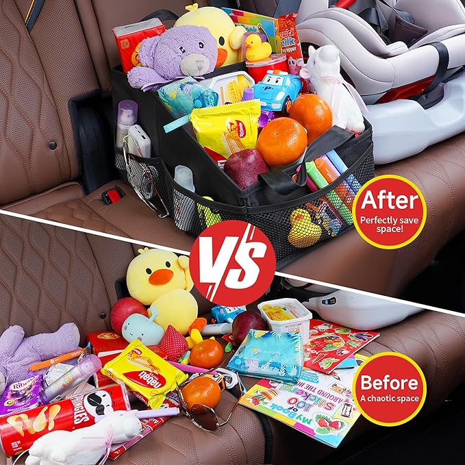 Car Seat Organizer for Front Seat or Backseat, Car Storage Organizer for kids, Car Caddy Organizer for Office Files, Books, Toys, Snacks, Drinks, Cups