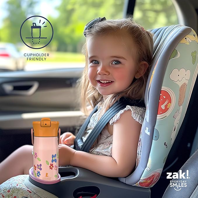 Zak Designs Harmony Kid Water Bottle Benefiting St. Jude, For Travel or At Home, 14oz Stainless Steel is Leak-Proof When Closed and Vacuum Insulated (Space)