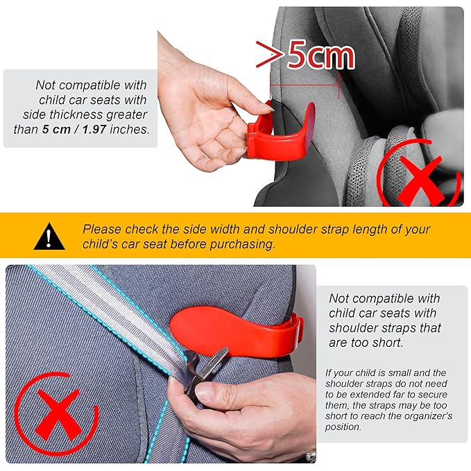 Car Seat Strap Organizer Clip – Keep Harness Straps Neat & Easily Accessible – Prevents Twisting & Tangling – Universal Fit for Infant, Toddler, and Booster Seats – Quick Installation (Red)