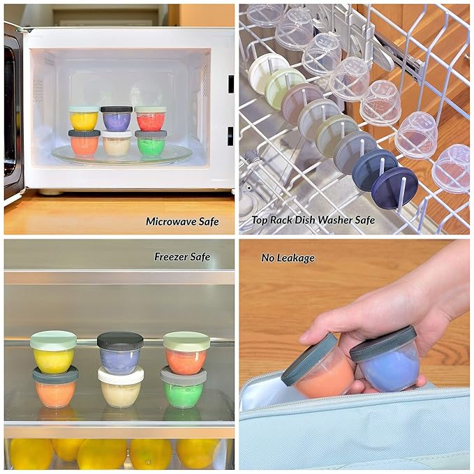 Youngever 18 Sets Baby Food Storage, 2 Ounce Plastic Baby Food Containers with Lids and Labels (Urban Colors)