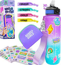 Rebel Girl Decorate Your Own Water Bottle - 32oz BPA Free Water Bottle for Kids with Motivational Stickers & More, Girls Birthday Gifts Age 6-7 8 9 10 11 - Teen Gift, Tween Girls Trendy Stuff