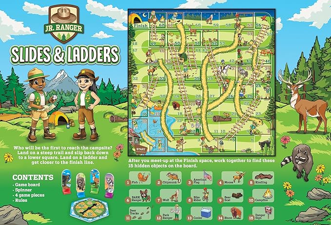MasterPieces - Jr. Ranger - Slides & Ladders Family Board Game for Kids