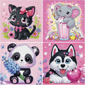 GIFOHAPY 4 Pack Diamond Art Kits for Kids, 5D Cute Animal Diamond Painting Kit for Beginners, Gem Art Crafts By Number for Boys Girls Ages 6-8-12-14,Home Wall Decor Gift 6X6“ (XY312+283+308+211)