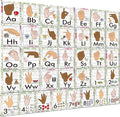 YIYDONG 36 Pieces ASL Alphabet Line Bulletin Board Set ABC Number Sign Language Flash Cards Wall Decorations for Pre-School Kindergarten Elementary Classroom Nursery Homeschool (Farmhouse)