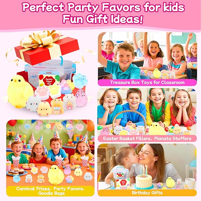 10 Pack Taba Squishy Toys kit with Toy Box & Cute Stickers, Kawaii taba Squishies Stress Relief Toys Party Favors for Kids 4-8 8-12, Squishy Fidget Toys for Kids , Birthday Gifts Toys for Girls 8-10