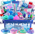 Ocean Slime Kit for Girls,Non Sticky,Super Soft Sludge Toy,Birthday Gifts for Kids 4-12,Soft Shiny Metal Clay Toy Girls & Boys