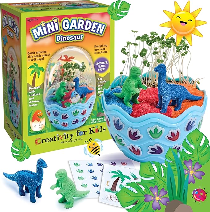 Creativity for Kids Mini Garden Dinosaur: Terrarium Kit for Kids - Dinosaur Crafts for Boys, Dinosaur Toy and Science Kit for Kids, Spring Crafts (Ages 6+)