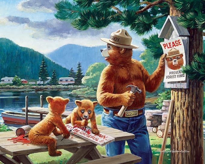 MasterPieces Puzzle Set - 4-Pack 100 Piece Jigsaw Puzzle for Kids - Smokey Bear 4-Pack - 8"x10"