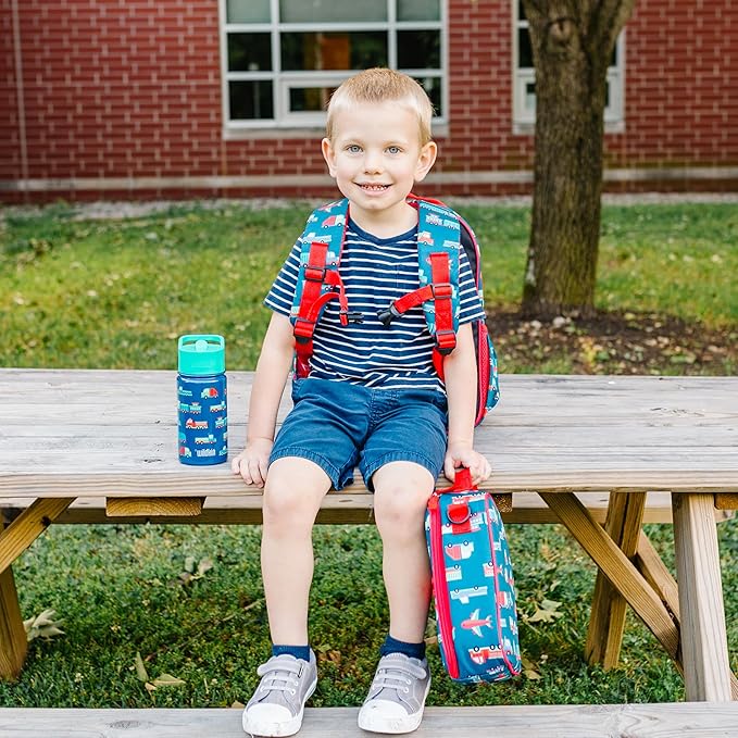 Wildkin Kids 14oz Stainless Steel Water Bottle – BPA-Free, Leakproof, Insulated, Easy-Clean - Transportation
