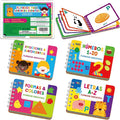 4 Spanish Learning Flipbooks, Double-Sided Printed Mini Book Set, Alphabet A-Z, Number 1-20, Feelings and Emotions, Shapes and Colors Mini Board Books Set, Early Educational Tool for Kids