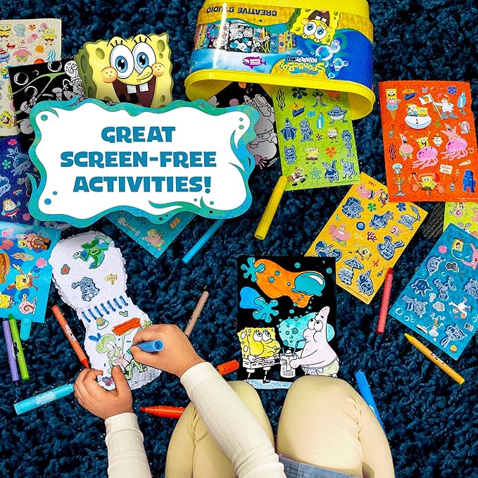 Horizon Group USA Sensory Slime Studio, Scented Slime Kit with Mix-Ins, Charms, and Storage Case, Spongebob Squarepants