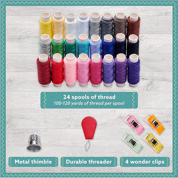 ARTIKA Sewing Kit for Adults and Kids (94 PCS) - Small Beginner Set w/Multicolor Thread, Needles, Scissors, Thimble & Clips - Emergency Repair and Travel Kits - Sewing Accessories and Supplies