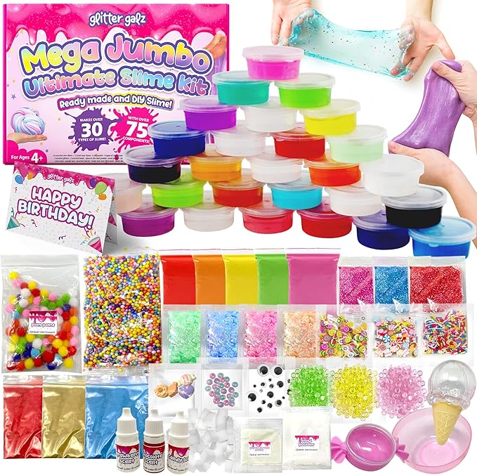 75 PCS Ultimate Slime Kit for Kids, Easter Butter Slime Making Set for Girls 6- 12, 36 Colors Premade Slime ,39 Add-ins to DIY, Glow in Dark ,Birthday Gifts & Party Favors for Girls & Boys Ages 10-12