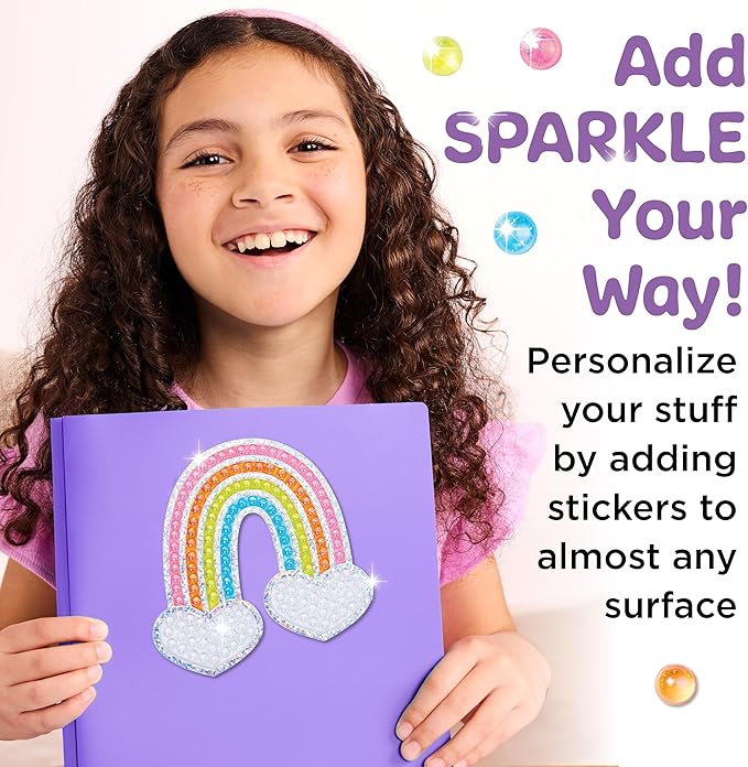 Creativity for Kids Bubble Gem Super Sticker: Rainbow, Diamond Art Kits for Kids, Mini Craft Kit and Spring Crafts for Girls, Window Art Craft Kits for Girls (Ages 6+)