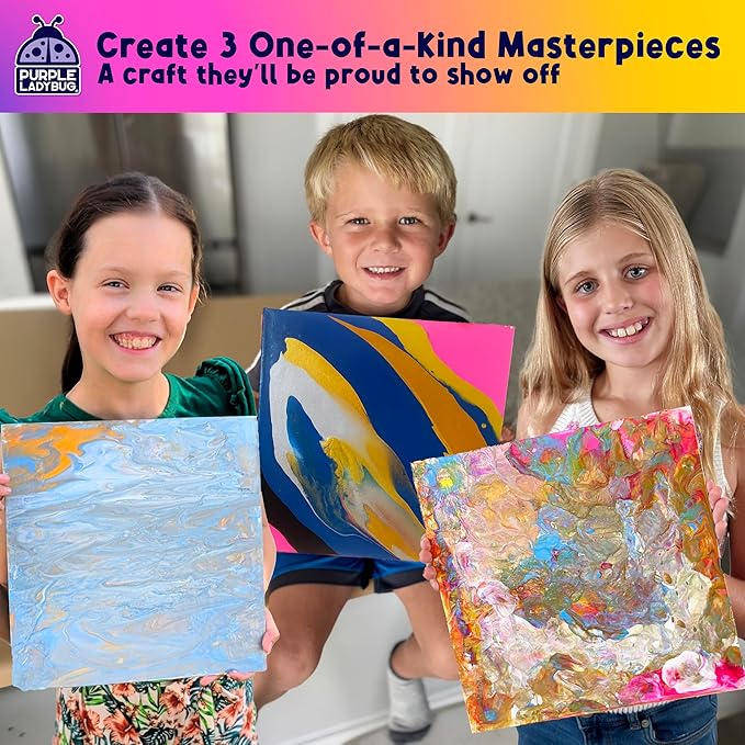 Paint Pouring Art Kids Painting Kit - Art and Crafts for Kids Ages 8-12, Gifts for 6 7 8 9 10 11 12 Year Old Boys & Crafts for Girls 8-12, Birthday Gifts for Girls, Tween & Teen Girl (Stellar Swizzle)