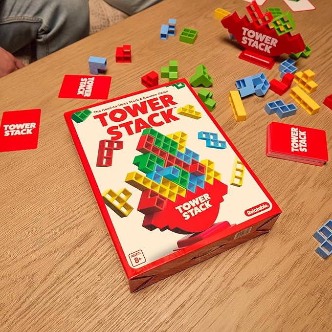 Tower Stack By Relatable, Exciting Tower Game for Kids & Adults Family Game Night, Fun Stacking and Building Toys, Includes 36 Cards, 24 Blocks, 1 Tower Body, 1 Tower Stand, and Instructions