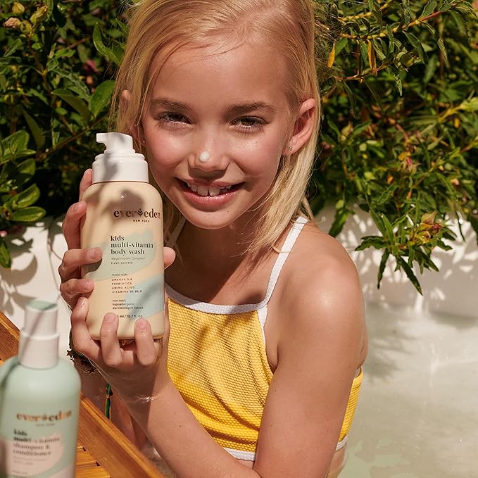 Evereden Kids Travel Essentials Set: Clean & Vegan 5-Piece Skin Care Set for Kids | Body Wash, Lotion, Face Wash, Cream, 2-in-1 Shampoo & Conditioner | TSA-approved | Travel Size Toiletries