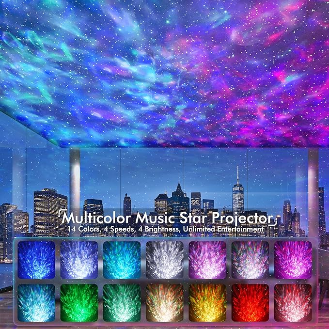 Rossetta Star Projector, Galaxy Projector for Bedroom Nebula Night Light Projector with White Noise, Bluetooth Speaker, Timer and Remote, Kids Room Decor, Birthday, Party, Gifts for Kids Teens Adults