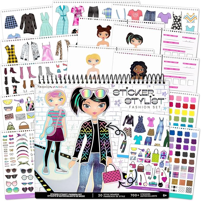 Fashion Angels Designer Kit for Girls, Fashion Activity Sticker Book with 700+ Stickers, Road Trip Essentials, Ideal for Kids Ages 6+