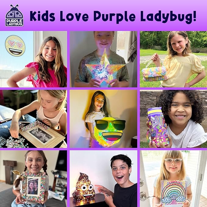 PURPLE LADYBUG Paint Pouring DIY Clock Kit - Arts and Crafts for Kids Ages 8-12, Painting Kit for Kids 6-8 - Gifts for 6-12 Years Old Girls & Boys Birthday - Tween & Teen Girl Gifts Ideas