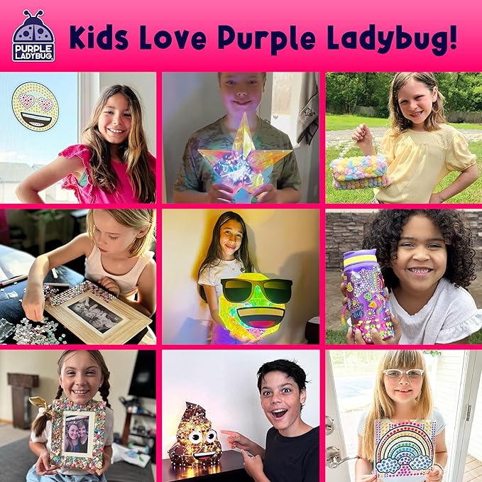 PURPLE LADYBUG Pouring Paint DIY Clock Kit - Creative Kids Painting Kit - 6 7 8 9 10 11 12 Year Old Girl Gift Ideas, Birthday Gifts for 6-12 Year Old Boys & Girls - Crafts for Kids 8-12