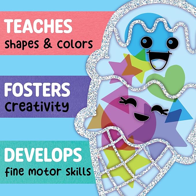 Creativity for Kids Sticker Sun Catchers Mini Craft Kit: Create 2 Suncatchers - Toddler Spring Crafts and Gifts, Arts & Crafts for Kids, Window Art for Kids (Ages 3+)