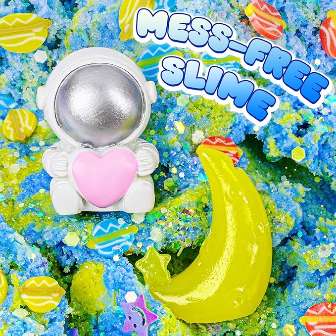 Galaxy Cloud Slime Kit for Kids, Glow in The Dark Space Slime with Astronaut Charms, Non-Sticky Soft Sensory Toys, Birthday Gifts Party Favors Classroom Prizes for Boys Girls Ages 4-12